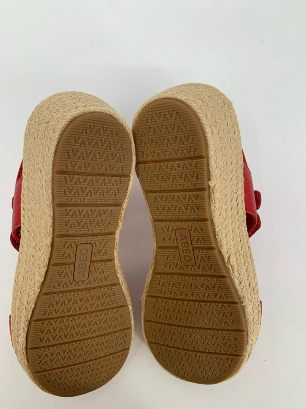 ABEO Riviera Adjustable Espadrille strappy sandal red leather shoe wedge 6.5